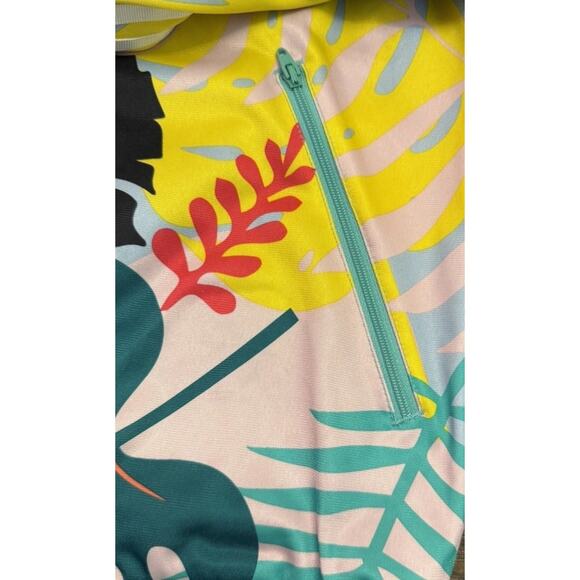 Adidas Originals Tropical Leaf Print Track Jacket Women’s L FH7991 Zip Pockets - Picture 2 of 7
